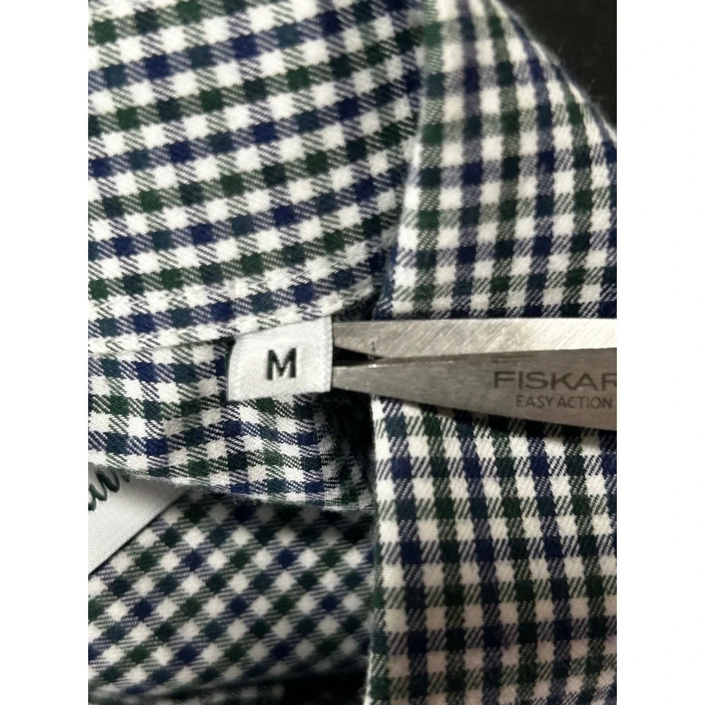 Alan Paine Mens Button Down Shirt Blue Green Long Sleeve Size Medium - CJ - Picture 6 of 10
